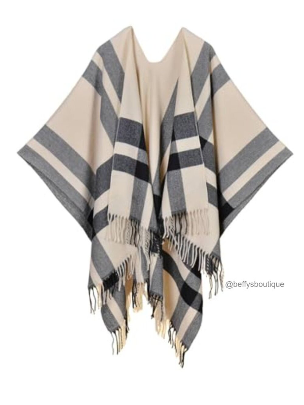Women's Tassel Shawl Wrap Poncho Open Front Fall Winter